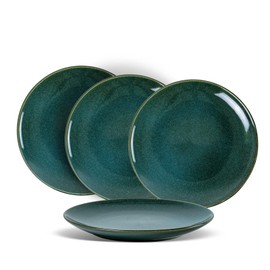 UNICASA Ceramic 10.25 Inch Dinner Plates Set, Porcelain Pasta Plate Set of 4, Reactive Glaze Serving Dishes for Steak, Salad, Pizza, Dishwasher & Microwave Safe (Teal)