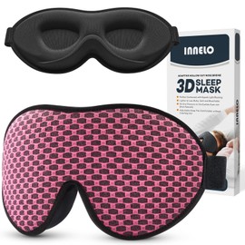 INNELO Sleep Mask for Men Women, 2025 Comfortable Breathable 3D Eye Mask, with Deep Eye Sockets and Raised Nose Pads, 100% Light Blocking Sleeping Mask with Memory Foam for Travel, Pink