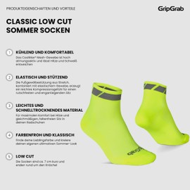 GripGrab Classic Low Cut Set of 1 and 3 Short Summer Cycling Socks Road Bike Mountain Bike Indoor Cycling Socks, Yellow Hi-Vis 1 Pair