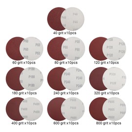 SUNJOYCO 4Inch Angle Grinder Sanding Discs, 100pcs Sand Paper Discs with 4 Inch Hook and Loop Backing Pad & 1/4" Drill Adapter, Angle Grinder Attachments 40-800 Grits