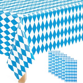 Wevmris 6 Pack Oktoberfest Tablecloth, 54x108 Inch Blue and White Checkered Rectangular Oktoberfest Table Cover, Oktoberfest German Party Decoration (6)