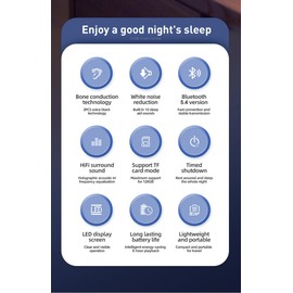 JIEEDRAP Pillow Speaker Bone Conduction Stereo Bluetooth Wireless Music Sleep Headphones Portable White Noise Machine for Side Sleepers Sleep Speaker Compatible with iOS/Android/Windows