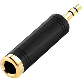 tisino 1/4 to 3.5mm Stereo Adapter, 1/4 inch Female to 1/8 inch Male Mini Jack Aux Converter Headphone Adapter - Black, 1PCS