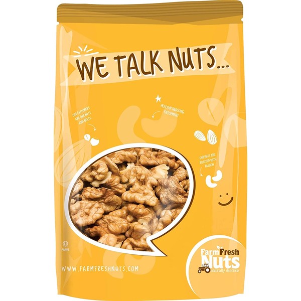 WALNUTS - RAW Shelled -Compares to Organic California Walnuts - Great Source of Omega 3 - Super Crunchy - (1 LB) - Farm Fresh Nuts Brand.