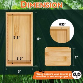 Lixple Bamboo Drawer Organizer, Small Silverware Organizer for Kitchen Drawer, Stackable Utensil Organizer, 2 Pcs Flatware Organizer for Drawer, Wooden Storage Box Tray (Bamboo, 6 X 3 X 2 Inch)
