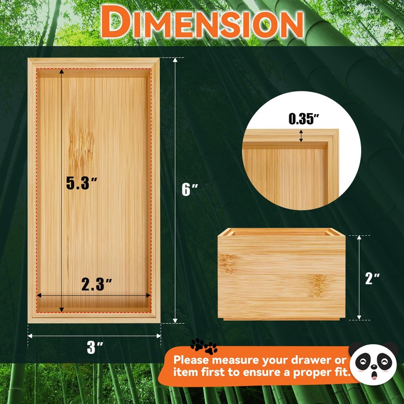 Lixple Bamboo Drawer Organizer, Small Silverware Organizer for Kitchen Drawer,