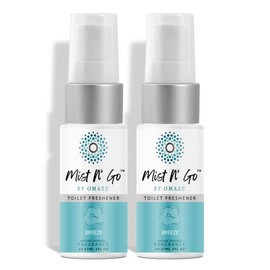 Mist N’ Go by Omaze Travel Bathroom Spray for Toilet Spray Odor Eliminator - Travel Toilet Spray for Bathroom Air Freshener Spray for Bathroom Deodorizer - Breeze Travel Size (1oz x2)
