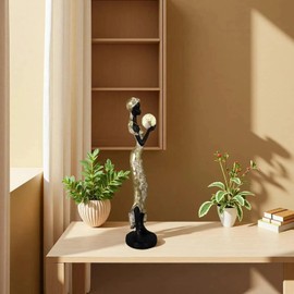 Lescafita African Solo Drummer Sculpture - Handmade Resin Tribal Art with Single Drumstick, Minimalist Shelf Decor for Music Enthusiastsand Various