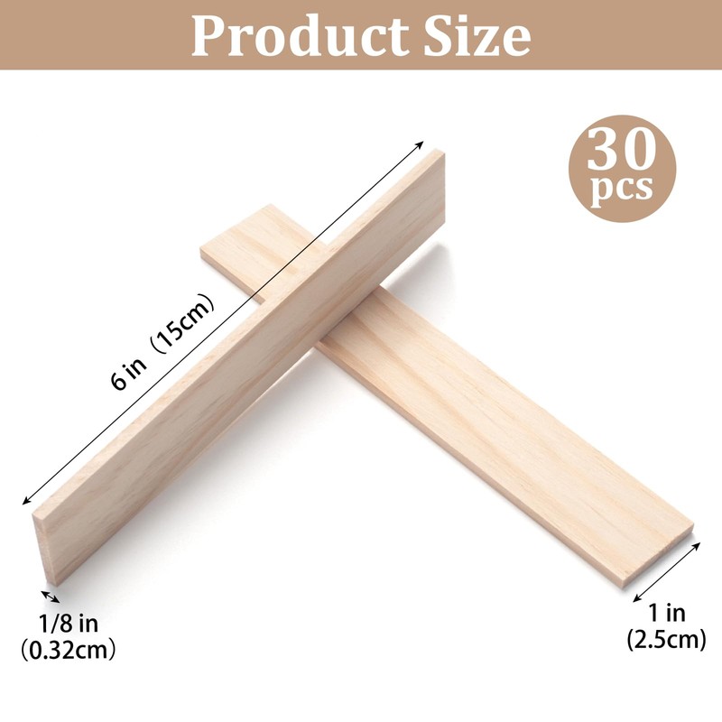 Wood Strips Slats Wooden Dowels for Crafts 3 × 25