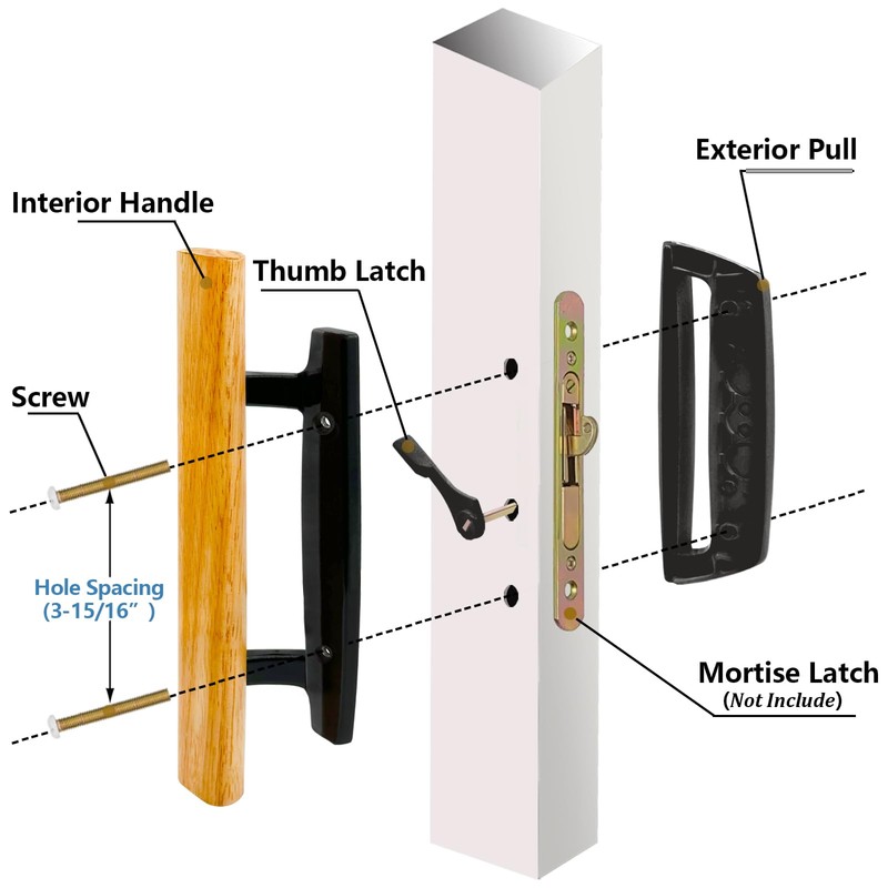TPard Sliding Glass Patio Door Handle Replacement Set with Oak
