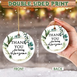 Inbagi 20 Pcs Christmas Appreciation Gifts Bulk Thank You for Being Awesome Ornament Hanging Ceramic Ornament Xmas Tree Decoration Thank You Gifts for Coworker Employee Volunteer Educator Team Gifts