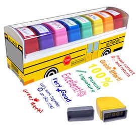Teacher Stamps for Grading Classroom, Self-Inking Motivation School Grading Teacher Stamp Set with Tray for Teachers Gifts with Motivational Encouraging Messages Homeschool & Teacher Supplies (8 pcs)