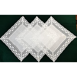 Doilies Embroidered with Lace (30 x 30) Pack of 3