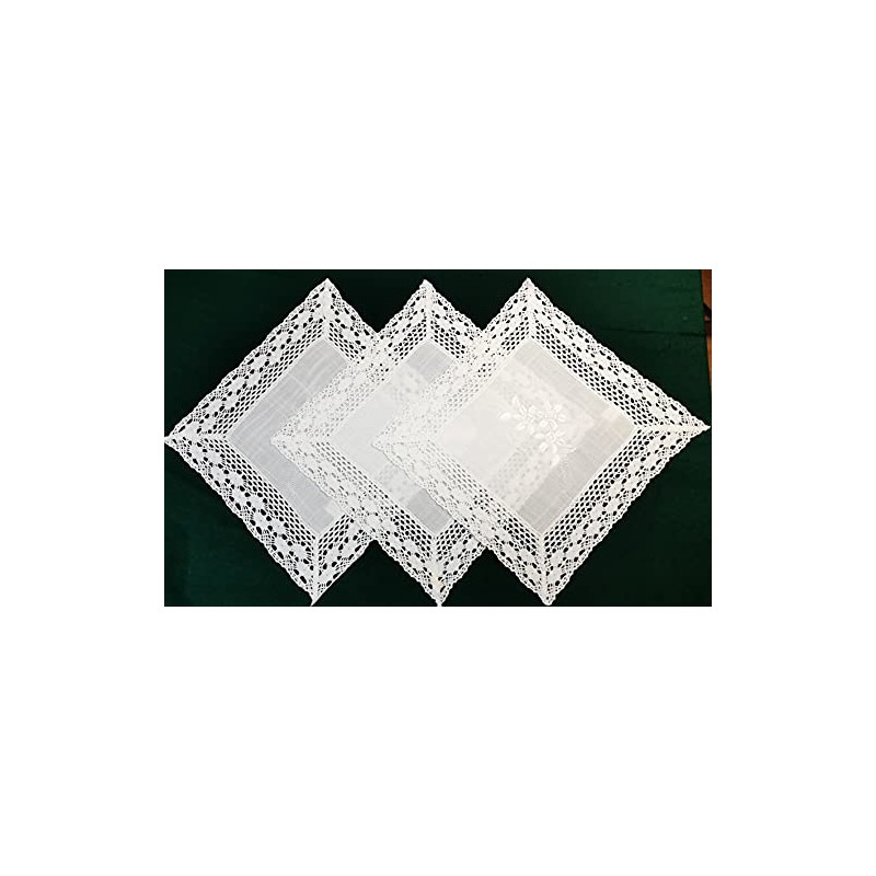 Doilies Embroidered with Lace (30 x 30) Pack of 3