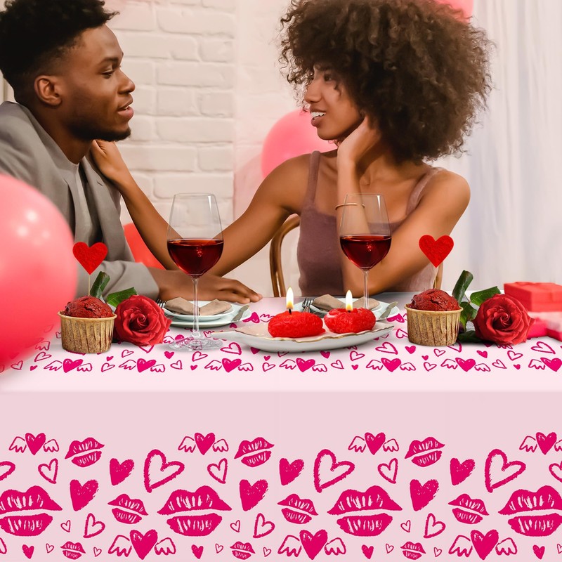 2 Pack Valentines Day Tablecloth,Valentines Day Decorations 54" x 108"