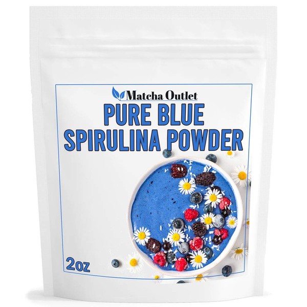 Blue Spirulina Powder Pure Superfood from Blue Green Algae Great for Smoothies Baking Vegan Natural Food Coloring Phycocyanin 2 oz 57g Up to 70 Servings
