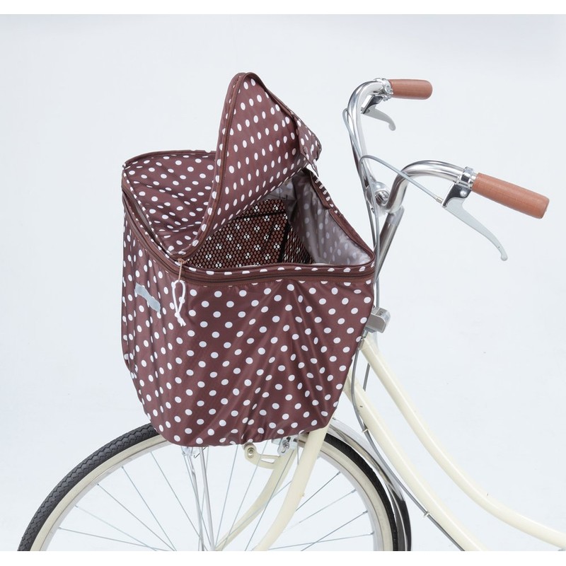 Kawadomi Seisakusho KW-541BR Bicycle, 2-tier Front Basket Cover, Brown Dot
