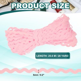 PATIKIL RIC Rac Trim 5mm 28 Yard, Wave Bending Fringe Trim Ribbon Rick Rack Lace Trim Ribbon for Sewing Crafts Clothes Gift Wrapping Party Embellishment, Pink