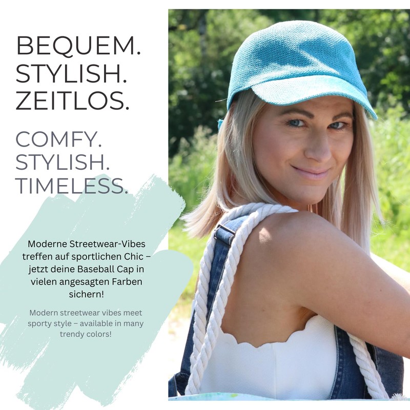 styleBREAKER Women's Summer Baseball Cap Woven with Sequins, Airy Baseball