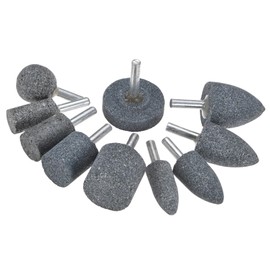 M METERXITY 10-Pack Abrasive Mounted Stone Grinding Bits, 1/4 IN(6mm) Shank Aluminum Oxide Polishing Sanding Drill Bit for Rotary Tools, 0.63IN(16mm) Dia 80 Grits Point Kit [Brown]