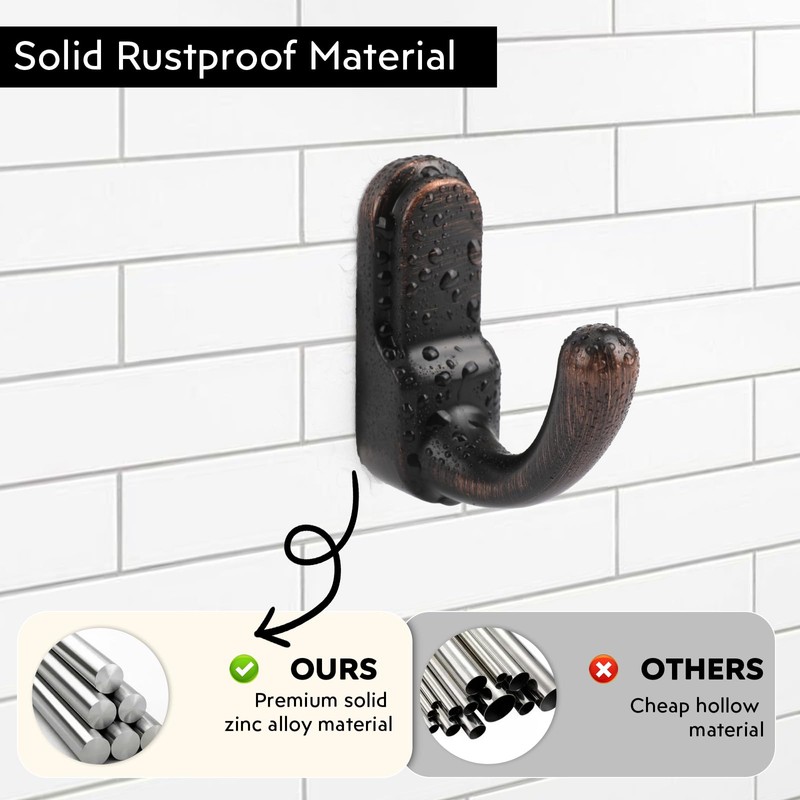 Metaliby 4 Pack Bathroom Hooks for Towels, Oil Rubbed Bronze