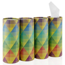 SINGARO Car Tissue Holder, 4 Pack Car Cup Holder Facial Tissues with Travel Tissue Bag, Quick and Convenient Flower Combination Car Tissue Box(4 Canisters/200 Tissues) Yellow - Green