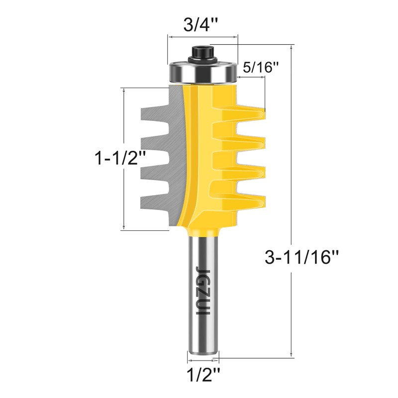 JGZUI Finger Joint Router Bit 1/2‘’ Shank, Reversible Finger Joint