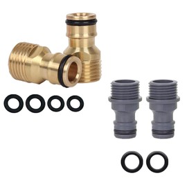 HAFRILY 4 Pack Hose Pipe Connector Kit 1/2" Brass & Plastic Male to Male Hose Adapter Universal Tap Connector for Garden Kitchen and Outdoor Use Tap Connector