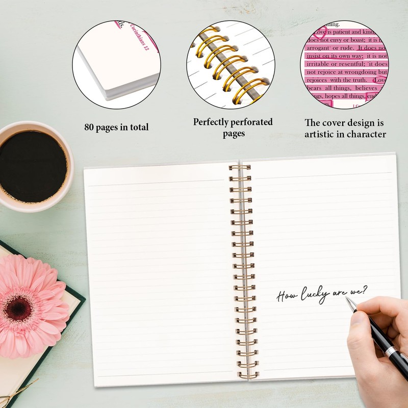 JXREQ Pink Christian Notebook Journal, 1 Corinthians 13 Bible Journaling