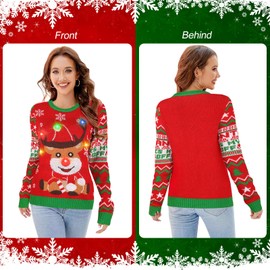 Light Up Ugly Christmas Sweater for Women 2024 with Lights Glasses Socks Reindeer Ugly Xmas Sweater Women LED Festive Holiday Hilarious Tacky Funny Ugly Christmas Sweaters for Women Couples Plus Size