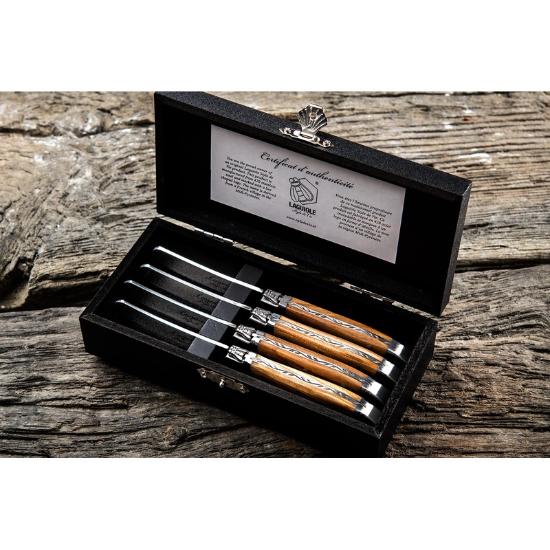 Laguiole Style de Vie Buttermesser Luxury Line, 4-teilig, Olivenholz