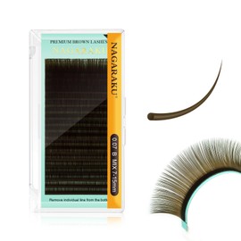 NAGARAKU Hellbraun Wimpernverlängerung Klassisch Individuelles 1:1 Wimpern Volumen Einzelwimpern Natürliche Halbpermanente Weiche Wimpernzubehör Eyelash Hohe Kapazität 20 Reihen (0.07mm B 7-15mm Mix)