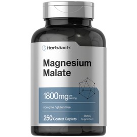 Horb?ach Horb?ach Magnesium Malate 1800mg | 250 Coated Caplets | Vegetarian, Non-GMO, Gluten Free Supplement