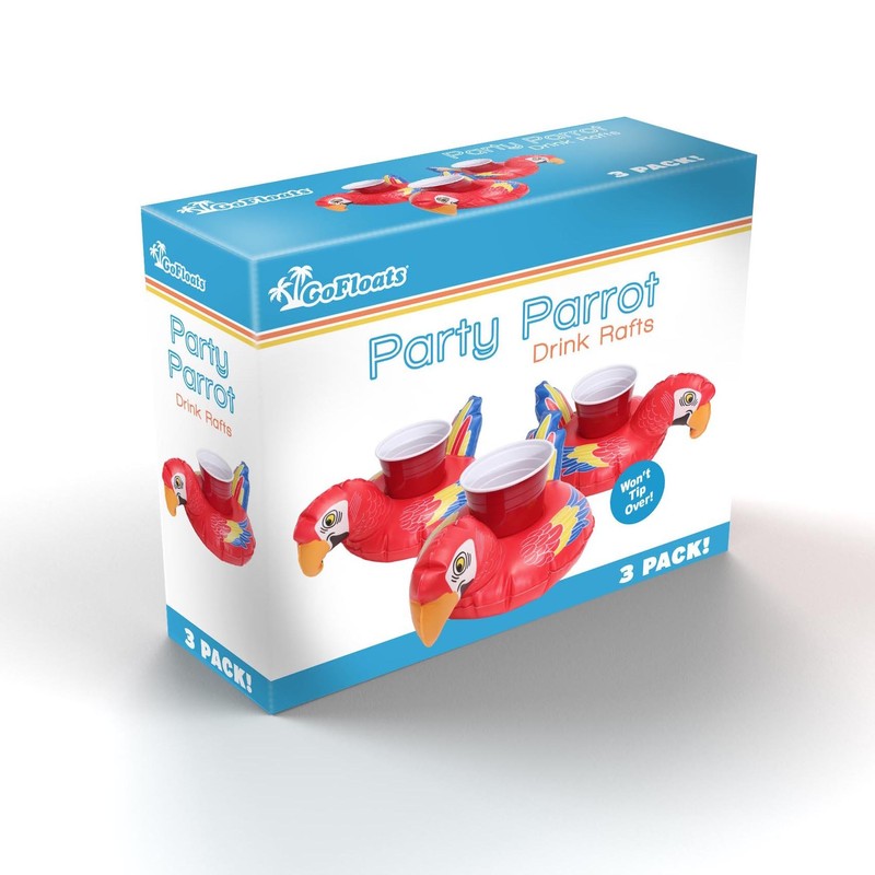 GoFloats Parrot Drink Float 3 Pack - Inflatable Pool and