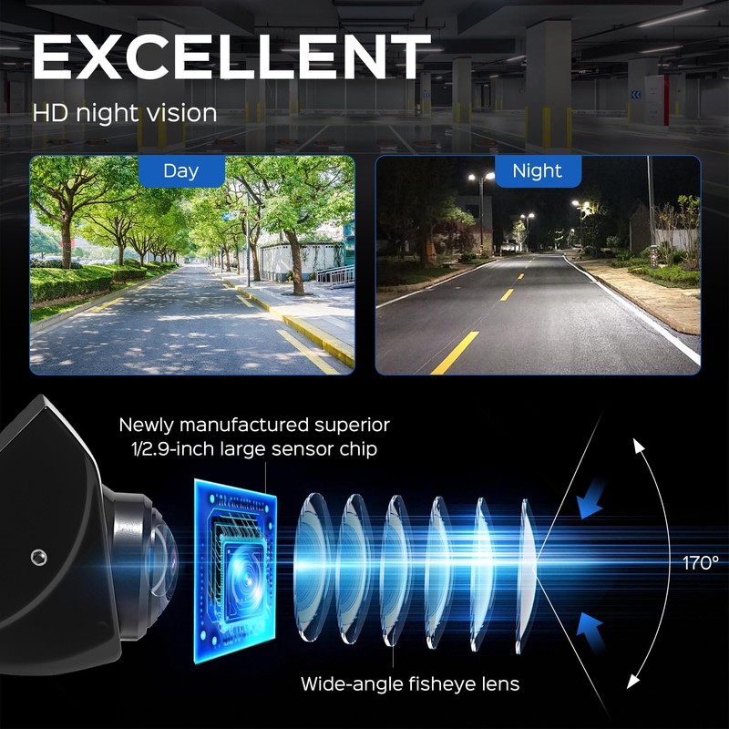 Backup Camera with Switchable Front View - 1080P Metal AHD,