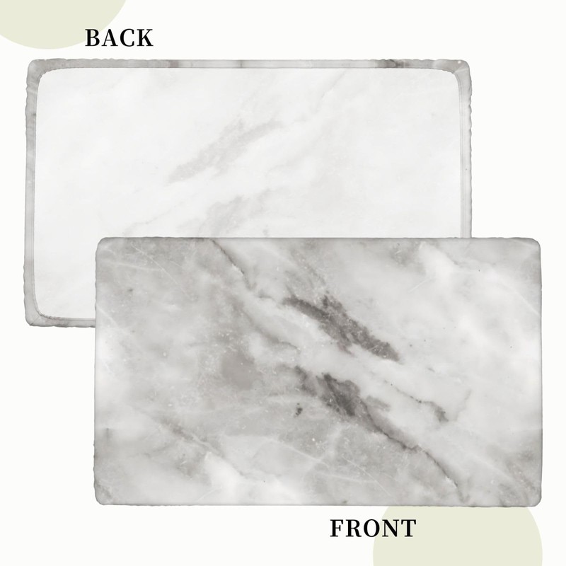 Gray and White Marble Texture Rectangular Tablecloth with Elastic Edge