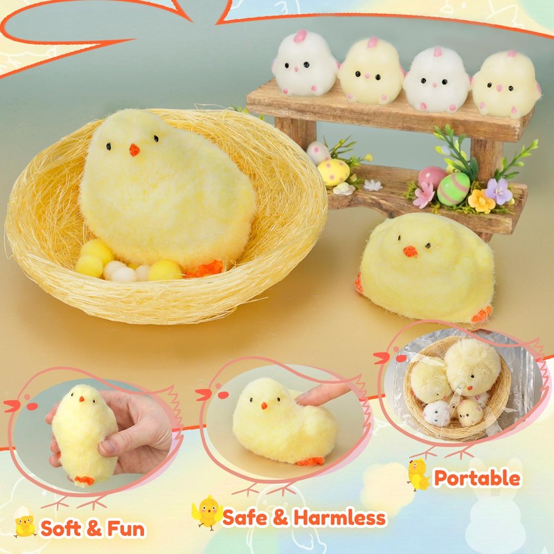 6 PCS Squishy Chicken Toys with Henhouse, Handmade Ultra Soft