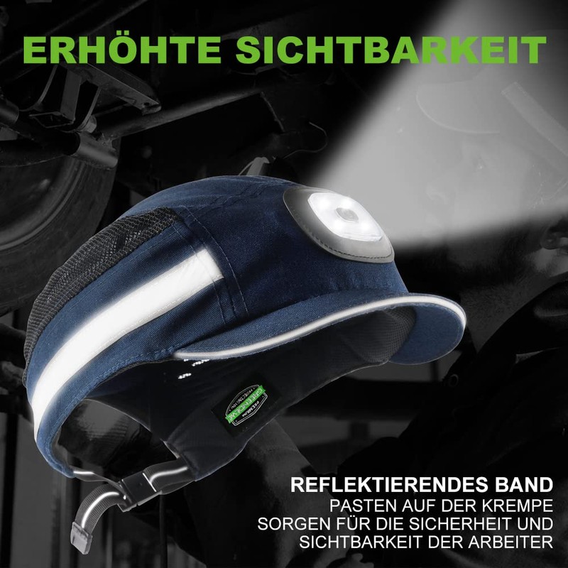 GREEN DEVIL Bump Cap Safety Hat with LED Lighting Baseball