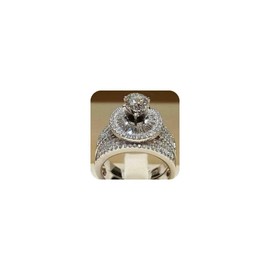 QUSIIOSLK 925 Sterling Silver Bridal Rings Sets for Women AAA Cubic Zirconia Solitaire Ring Engagement Wedding Promise Band Luxuxry Full Diamond Jewelry 6