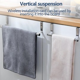 Tea Towel Holder, Pack of 2 Towel Holders, No Drilling, Extendable Towel Rack, Kitchen Cabinet, Stainless Steel Towel Rail for Hanging, for Doors, Drawers, Cupboard Doors