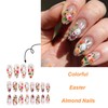 24Pcs Easter Press on Nails Medium Almond Fake Nails Cute