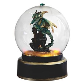ICE ARMOR 7.5" H Green Dragon in Air Powered Snow Globe Statue Sculpture Ornament Decoration Home/Room Decor Ideas for Housewarming, Holidays and Birthdays Great Collectible Addition
