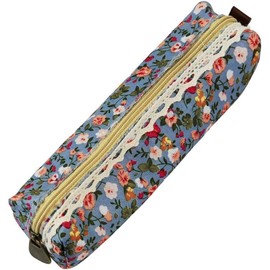 BWESOO Sky Blue Fashion Flower Print Pencil Case Pen Bags Zipper Bag Stationery Pouches Pencil Holders and Pen Holders Zipper Design, Easy To Open Cloth, for adults