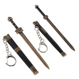 SUPVOX 2pcs Mini Sword Keychain: Zinc Alloy Ancient Chinese Han Sword Model Decorative Keyring Small Sword Pendant For Keys Accessories