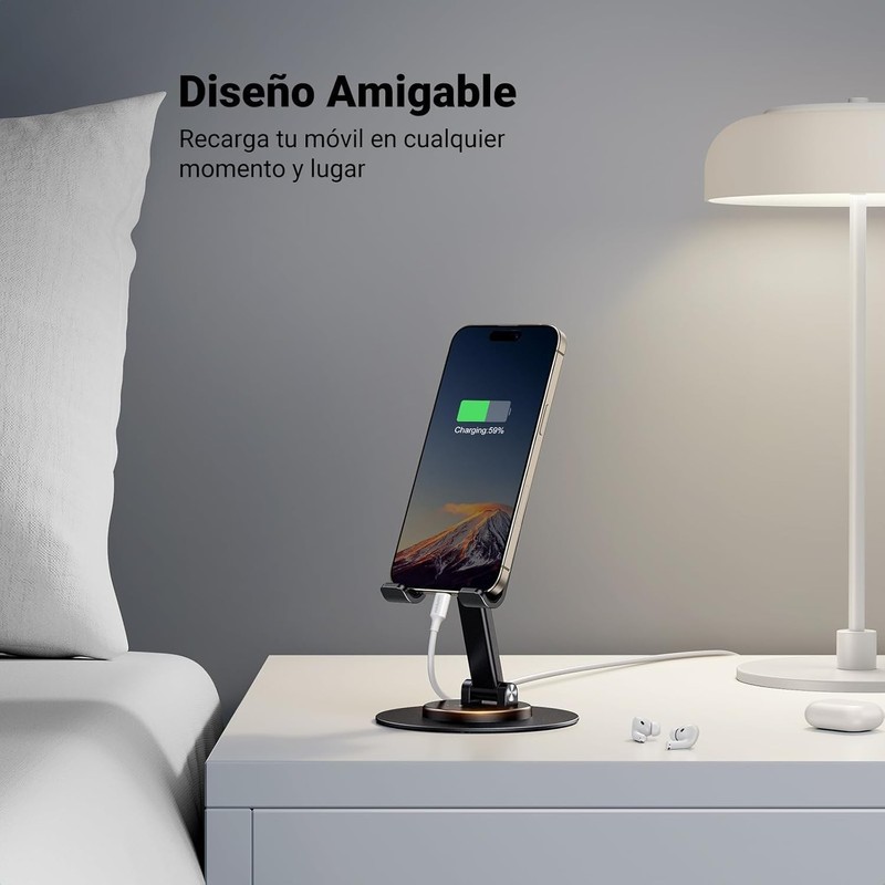Base para Celular, Soporte para Telefono, Porta Celular Escritorio Plegable