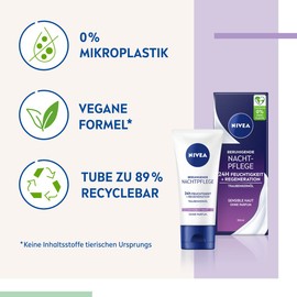 NIVEA Beruhigende Nachtpflege 24h Feuchtigkeit + Regeneration, parfumfreie Gesichtscreme für sensible Haut, zarte Nachtcreme mit Traubenkernöl