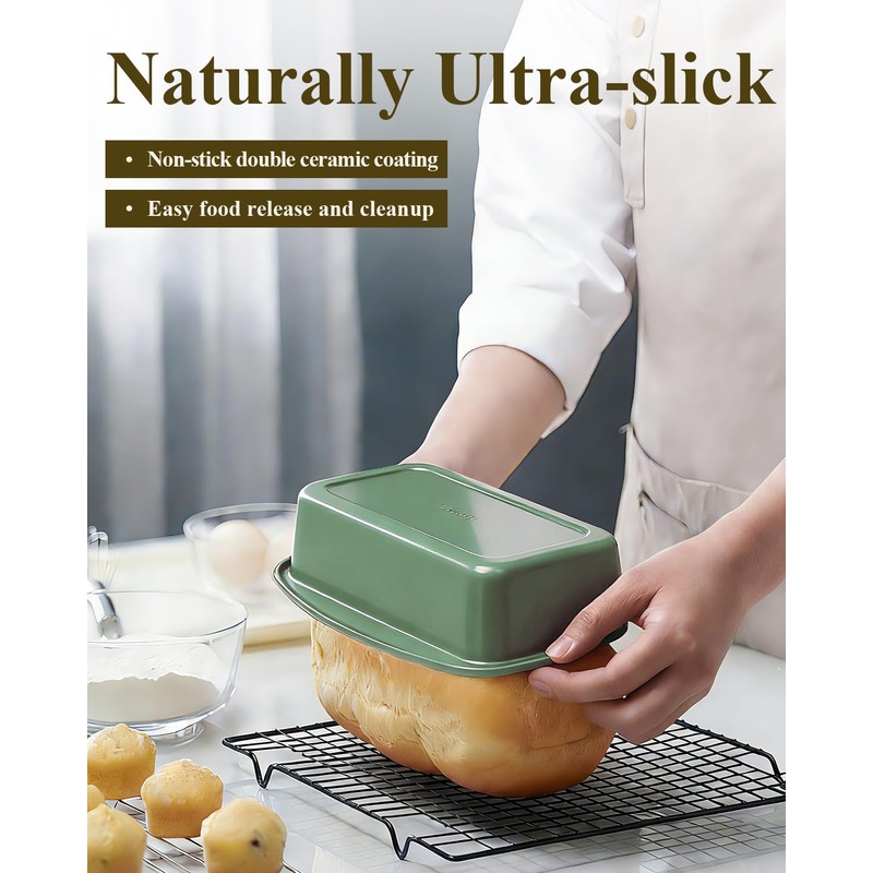 Ymiton Non-Stick Bread Loaf Pan, 9x5 Inch, Ceramic Coating, Aluminized