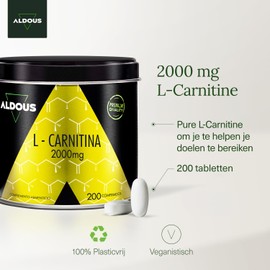 L-Carnitin 2000mg - 200 Tabletten - Pre-Workout und Muskel-Recovery-Supplement - 2932mg L-Carnitin Tartrat hohe Potenz - Energie, Ausdauer - Vegan, Glutenfrei, keine Zusatzstoffe - ALDOUS
