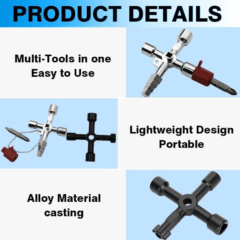 Changbloom 2 Pcs Multifunctional 4 Way Sillcock Key Wrench Set,