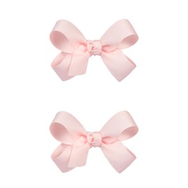 HAIRBOWS.COM Lazos Para El Cabello De Grogrén Para Niñas Y Bebés (Paquete De Dos) Con Nudo En El Centro Y Pinza Para El Cabello, Tamaño Mini (5 Pulgadas, 3 Pulgadas), Rosa Claro